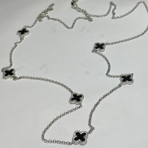Sterling Silver 17" CZ Vancleef inspired Necklace - Picture 1 of 4